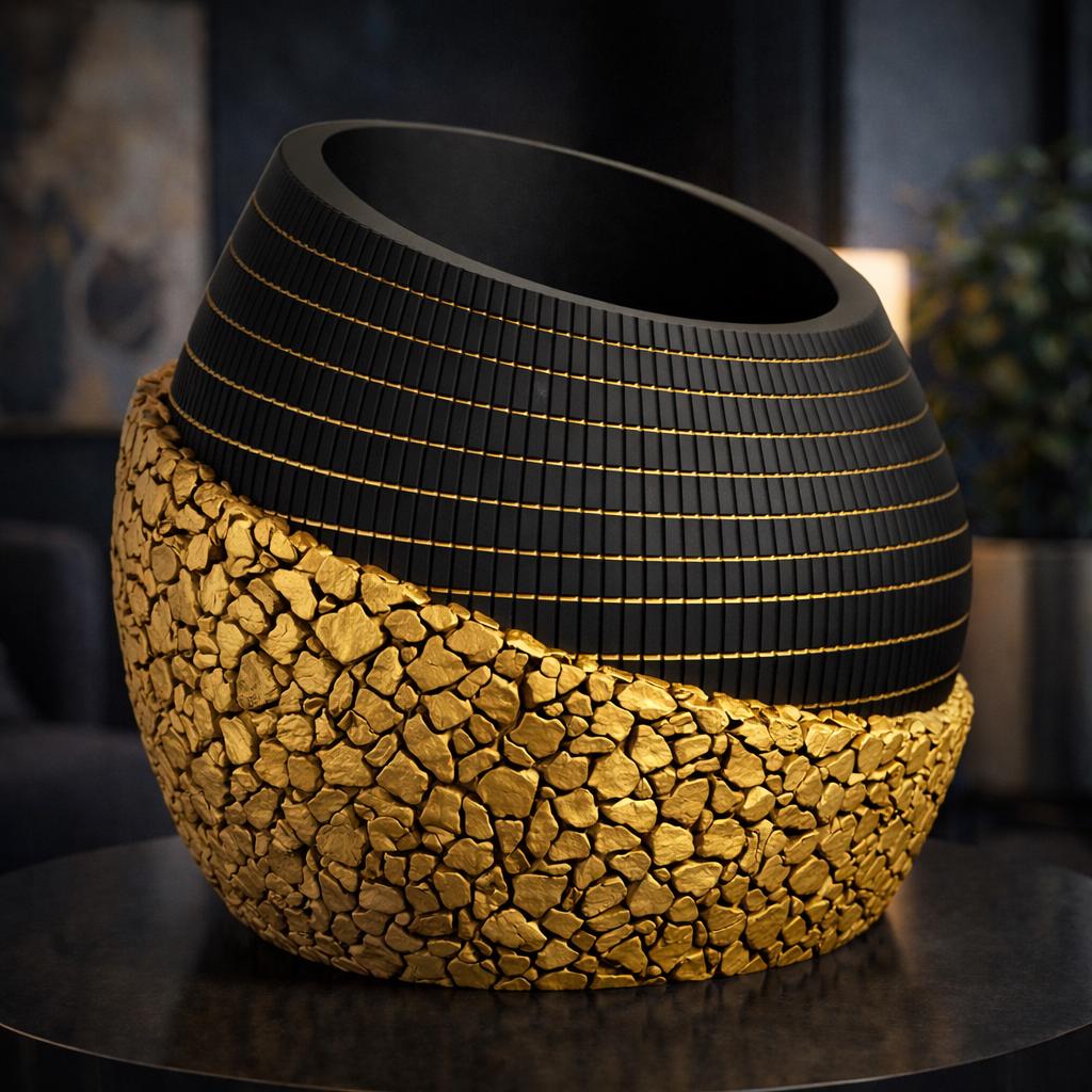 Black and gold vase