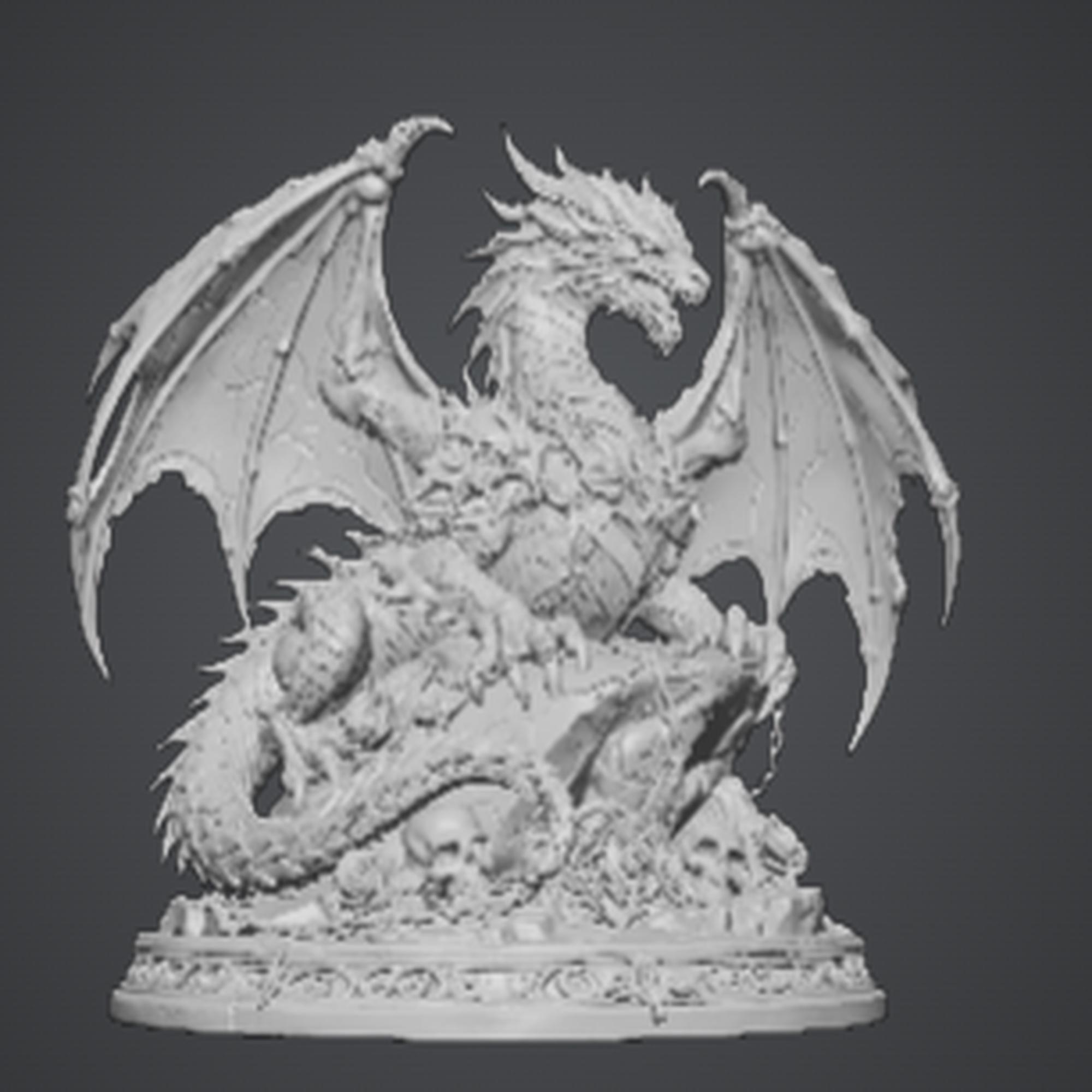 Epic Dragon STL File | Dark Fantasy Dragon Sculpture | Gothic Dragon 3D ...