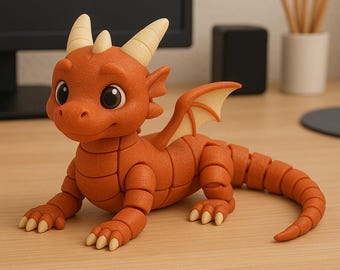 Modelo 3D de dragón bebé STL / Criatura fantástica adorable / Archivo de figura imprimible