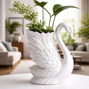 陶器の白鳥の花瓶 - Etsy 日本