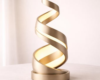 Spiral Lamp STL | Modern LED Table Lamp 3D Print | Abstract Twist Light Sculpture | Luxury Home Decor Lamp STL