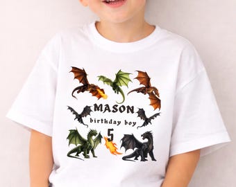 Personalized Dragon Birthday Shirt Gift for Boys and Girls Under 20 Dollars  Fantasy Dragon Birthday  Party Outfit  Custom Name T-Shirt