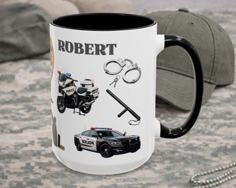 Personalized Police Officer Mug , Custom Name Mug, Police Officer Gifts, Custom Cop Husband, Sheriff or Officer Badge, Kids Police