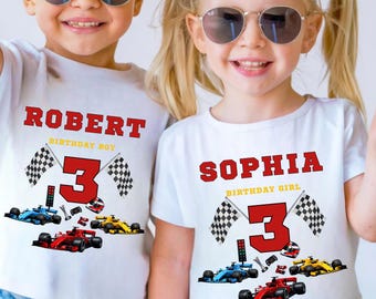 Personalized Race Car Birthday Shirt, Custom Age F1 Racing Tee