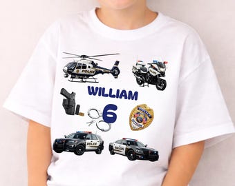Custom Police Birthday Gift for Boys and Girls Under 20 Dollars  Kids Police Birthday Shirt Personalized  Police Theme Party  Family Outfit