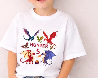 Personalized Dragon Birthday Shirt, Custom Name Age Outfit, Dragon Theme Party, Dragon Age Shirt, Dragon Age, Toddler Dragon Shirt