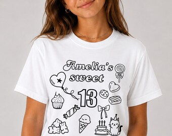 Custom Teen Birthday Girl Party Apparel Official Teenager Shirt Personalized Sweet 13 T-Shirt Any Age Tee