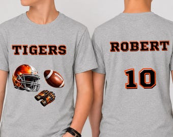 Personalized Football Team Shirt, Custom Player Name Number Tee, Youth Football Jersey Shirt, Team Spirit Tee, Game Day Gift for Kids