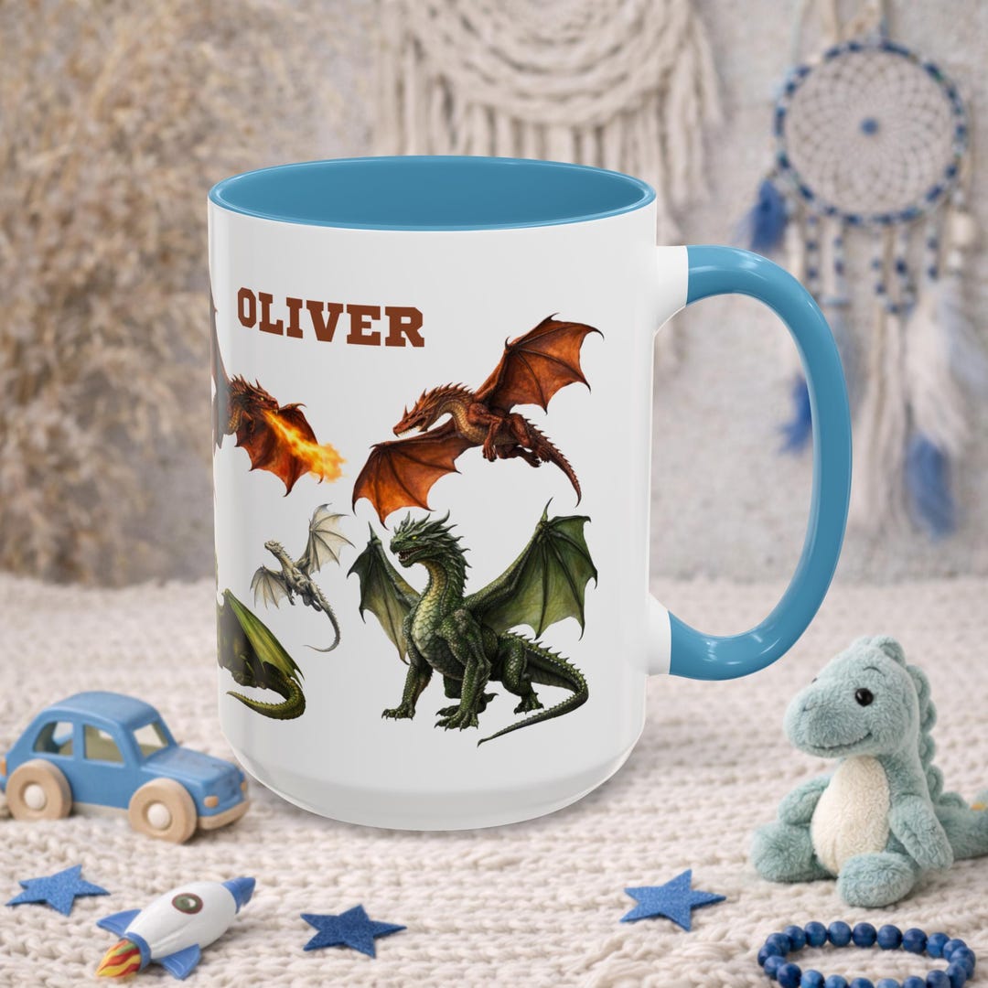 Personalized Dragon Coffee Mug, Custom Name Fantasy Gift - Etsy