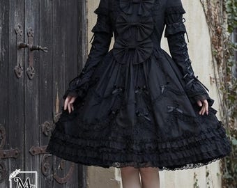 Tiered Gothic Dress | Puff Sleeve Mini Gown | Party Wear | Dark Doll Style