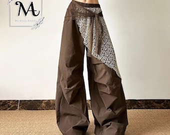 Frauen Hose mit weitem Bein | koreanischer geschichteter Streetwear-Stil | Lässiges tägliches Outfit | Großstadtchic