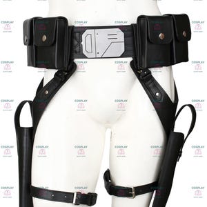 Handmade Costume Axe Woves , Season 3 Inspired Mandalorian Cosplay Leather Belt with Gun Holster  Pouches