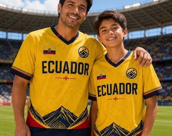 Maglia da calcio corta personalizzata dell'Ecuador con nome e numero personalizzati, abbigliamento da giorno partita ecuadoriano, abbigliamento da festival per donna, Blokette Fa