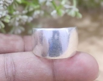 Handmade Sterling Silver Wide Band Ring, Minimalist Statement Jewelry