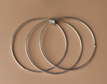 Sterling Silver Thin Bangle Set, Minimalist Stackable Jewelry