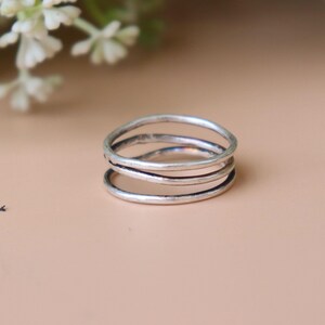 Triple Loop Ring, 925 Sterling Silver Ring, Stacking Ring, Handmade Wire Ring, Dainty Silver Band, Boho Everyday Ring, Statement Ring