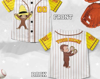 Curious George Birthday Baseball Jersey, Curious George Baseball Shirt, Curious George Birthday Jersey Shirt, Custom Baseball Jersey C2CG21