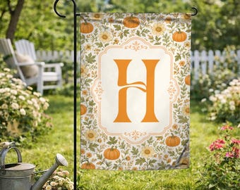 Hello Fall Autumn Garden Flag, Autumn Farmhouse Yard Decor, Cute Pumpkin Porch Flag, Rustic Outdoor Fall Flag C2HO16-GF-4