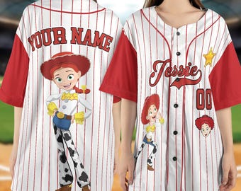 Toy Story 5 Baseball Jersey, Custom Name Jessie Jersey Shirt, Toy Story Birthday Outfit, Kids Party Family Gift NHS406-2