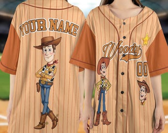 Toy Story 5 Baseball Jersey, Custom Name Woody Jersey Shirt, Toy Story Birthday Outfit, Kids Party Family Gift NHS406-1