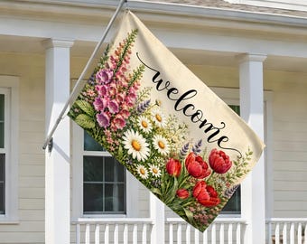 No Words Subtle Anti Trump House Flag FDT Flag Foxglove Daisy Tulip Yard Sign Feminist Gift Political Signs Flower Market Banner C2G126