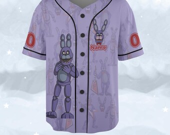 Personalized Bonnie Bunny Baseball Jersey, Custom Name Number Jersey, Purple Gamer Party Shirt, Birthday Outfit, Bunny Fan Gift G6IF10-2