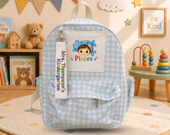 Sac à dos personnalisé poissons, sac à dos zodiaque personnalisé, cartable poisson poissons, cadeau sac à dos astrologie préscolaire ERD-SJ413