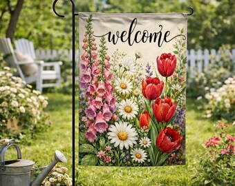 No Words Subtle Anti Trump Garden Flag FDT Flag Foxglove Daisy Tulip Yard Sign Feminist Gift Political Signs Flower Market Banner C2G126