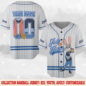 Disney Zootopia Judy Hopps Baseball Jersey Shirt, Custom Name Number Judy Hopps Jersey for Kids Youth Adults, Judy Hopps Jersey Shirt NGYP09 image 1