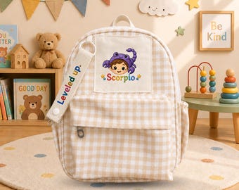 Sac à dos personnalisé Scorpion, sac à dos zodiaque avec nom personnalisé, cartable Scorpion, cadeau sac à dos astrologie préscolaire ERD-SJ413