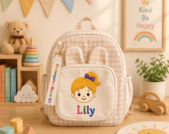 Personalized Kids Portrait Backpack, Custom Name Preschool Bag,Toddler School Backpack,Birthday Gift for Kids,Embroidered backpack ERD-OJ407