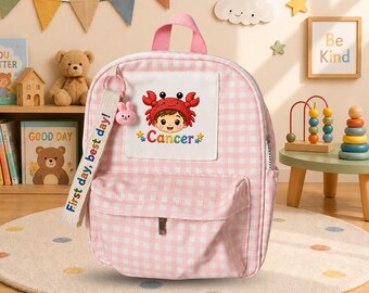 Sac à dos personnalisé cancer, sac à dos zodiaque personnalisé, cartable cancer crabe, cadeau astrologie sac à dos préscolaire ERD-SJ413