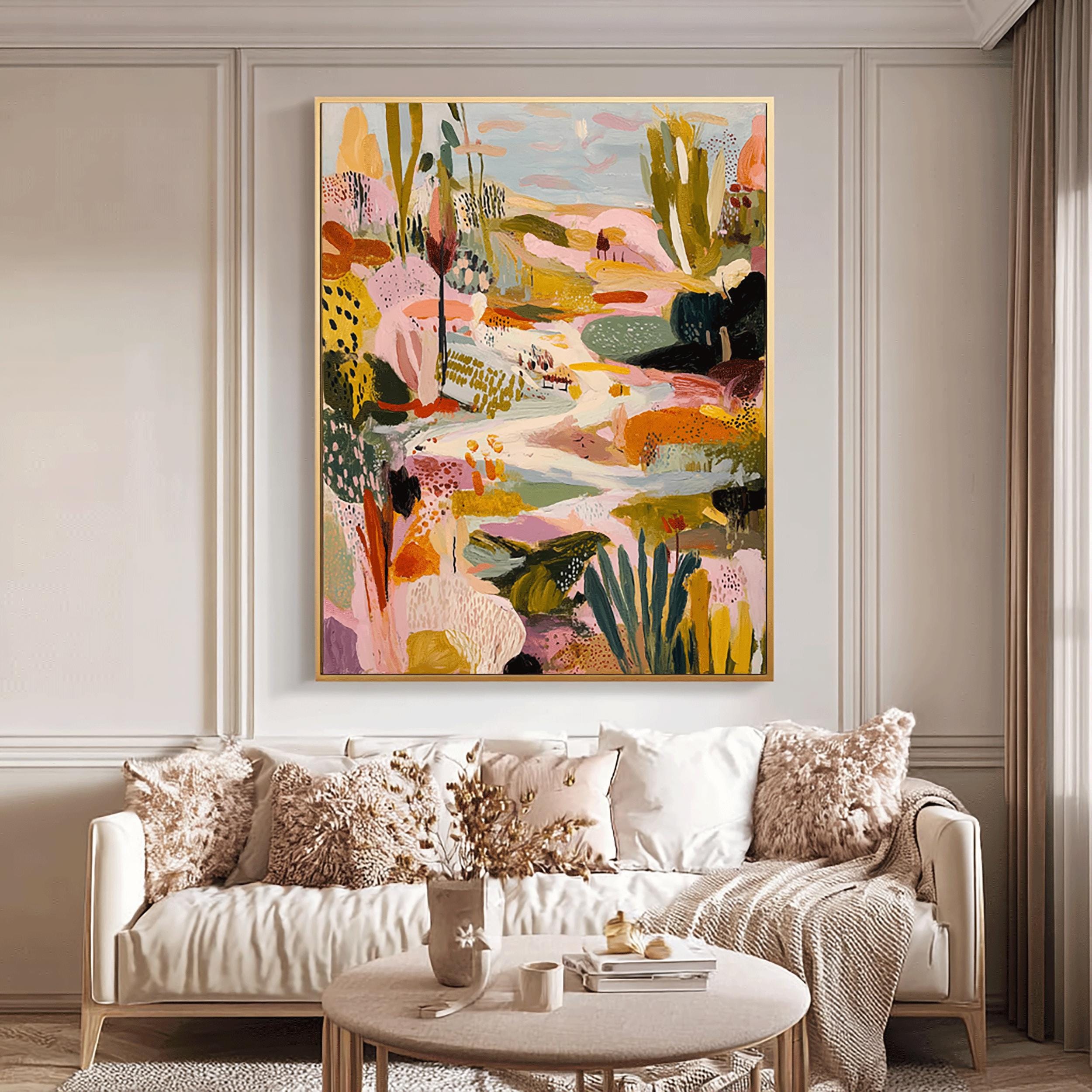 Large Textured Abstract Flower Painting,vibrant Garden Landscape Art on ...