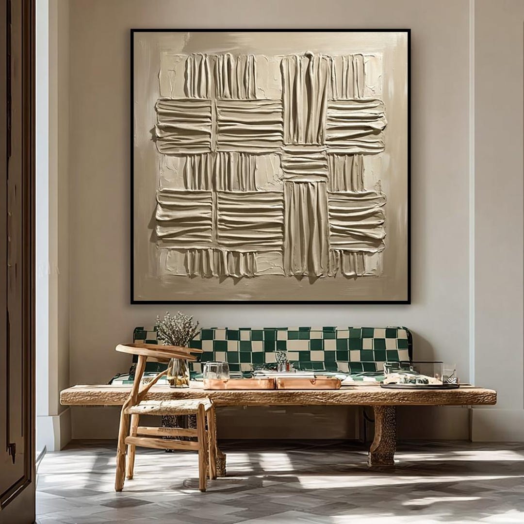 Wabi Sabi Wall Art - Neutral Textured Canvas, 3D Abstract Painting for ...