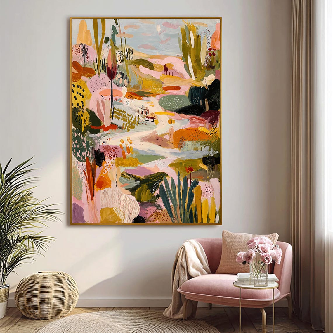 Large Textured Abstract Flower Painting,vibrant Garden Landscape Art on ...