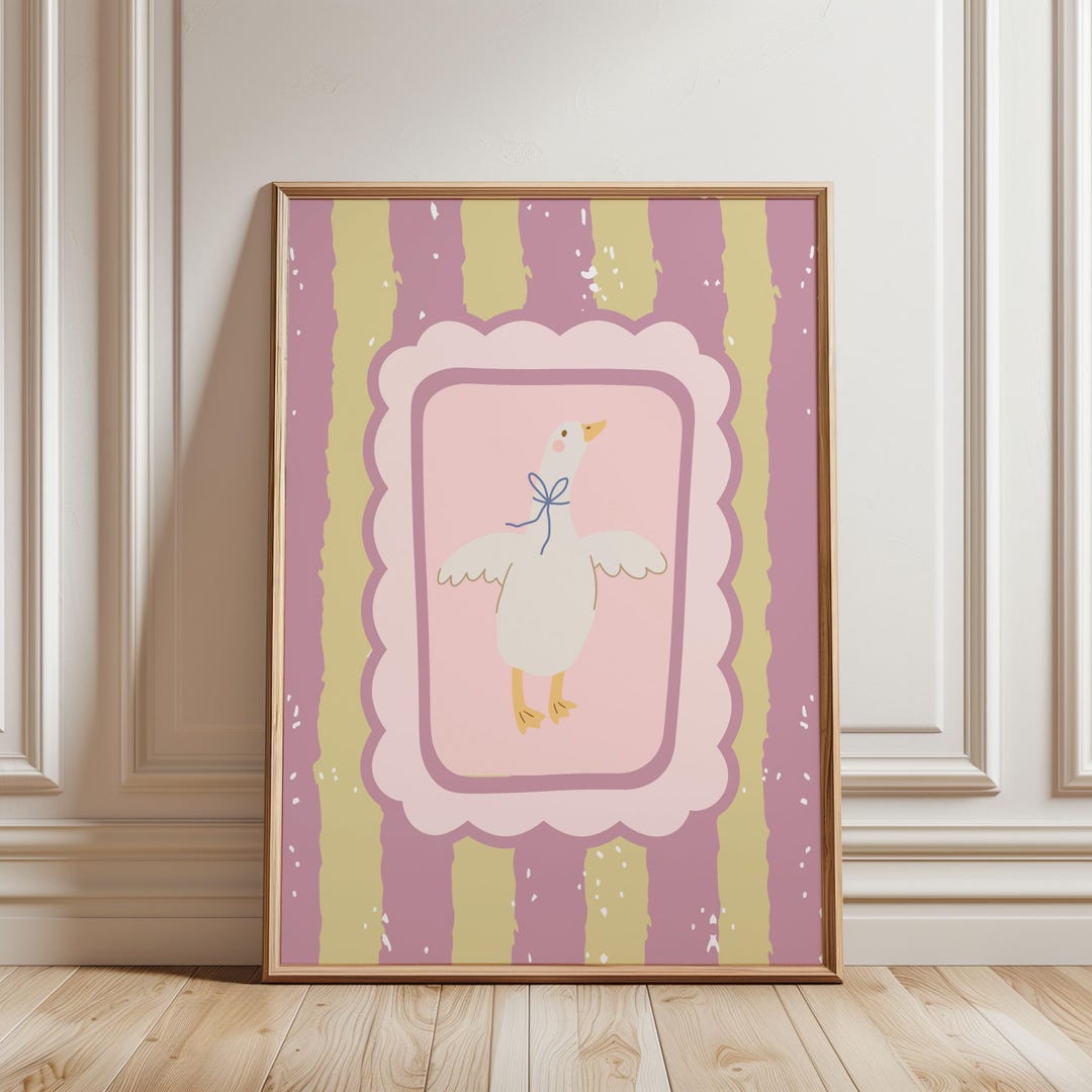 Pink Goose Nursery Poster for Girl, Cute Scandinavian Kids Wall Art ...