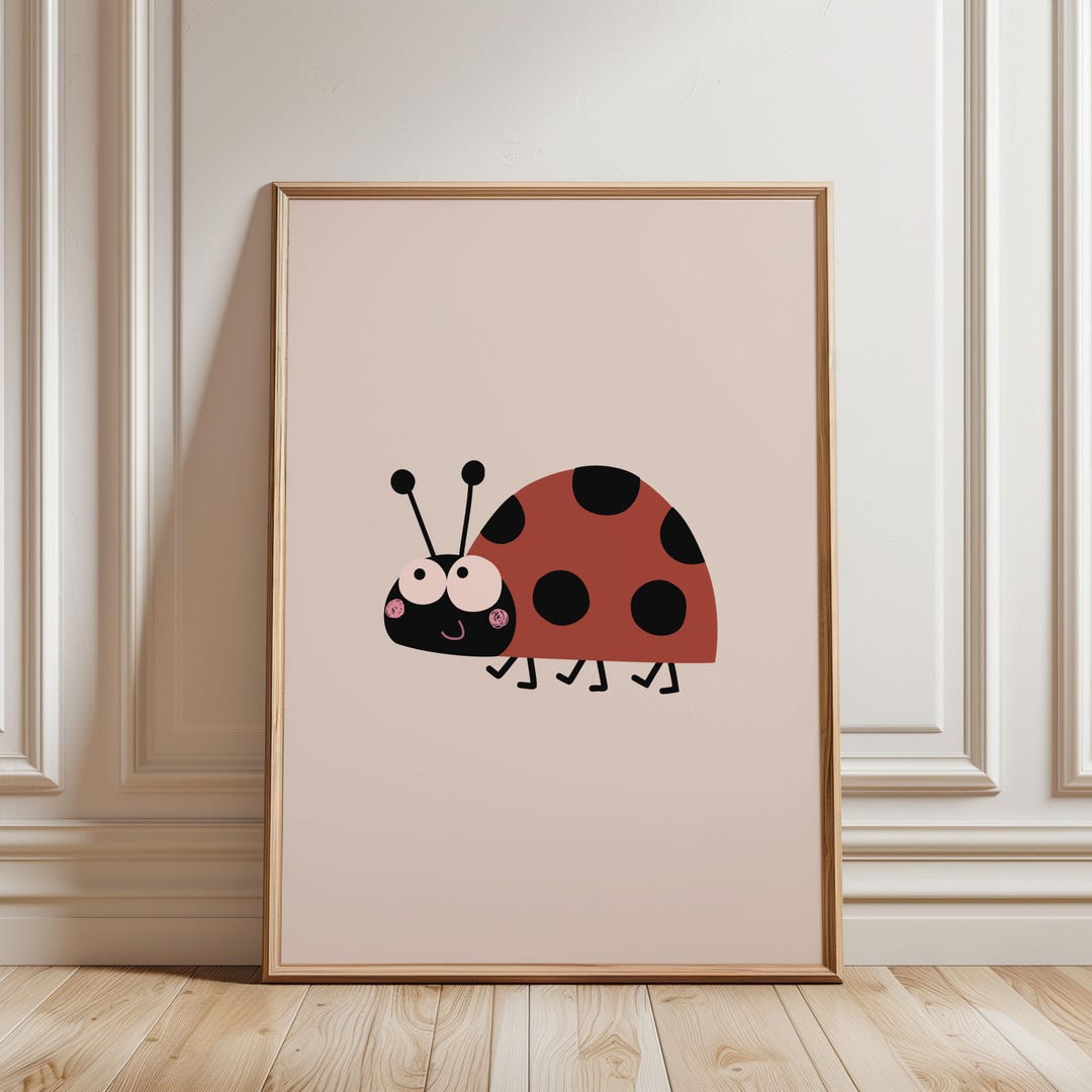 Ladybug Nursery Wall Art Print, Cute Bug Girl Room Decor, Pink Baby ...