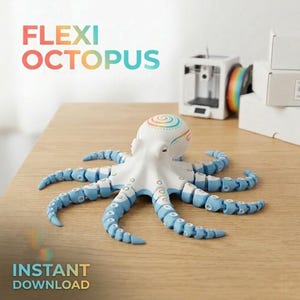 Articulated Flexi Octopus 3D Print STL – Fidget Toy, Desk Buddy (Digital Download File)