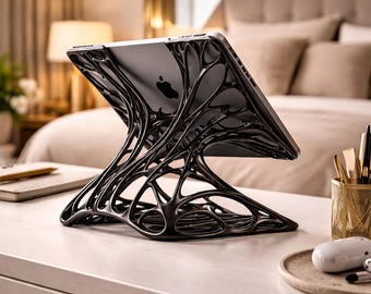3D Printable iPad Stand – Organic Lines Tablet Holder (STL File)