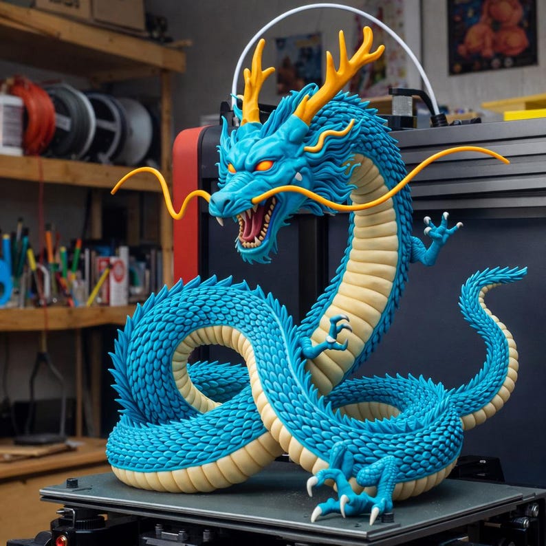 Detailed Dragon STL File • Fantasy 3D Model, Mythical Creature Figurine ...