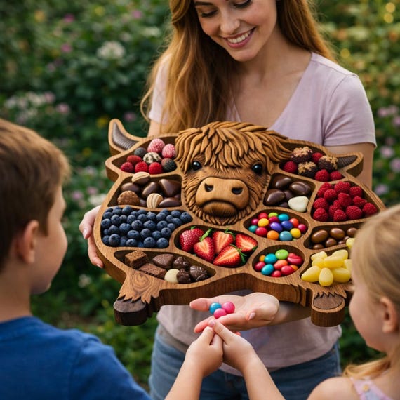 Highland Cow Snack Platter, Whimsical Charcuterie Board, 3D Printable STL File