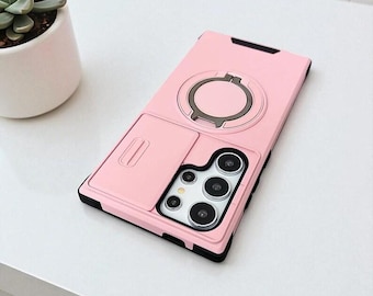 Shockproof Armor Samsung Case: Magnetic Ring, Camera Cover