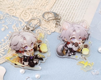 Novo modelo Chaveiro de acrílico Genshin Impact Illuga: Estilo retrô, dupla camada.