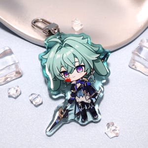 Begränsad upplaga Genshin Impact Retro Lohen Med glitterpulver Akrylhantverk med epoxibeläggning Nyckelring, Ryggsäckstillbehör. Lohen