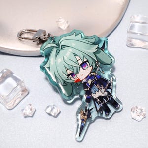 Begränsad upplaga Genshin Impact Retro Lohen Med glitterpulver Akrylhantverk med epoxibeläggning Nyckelring, Ryggsäckstillbehör. bild 2