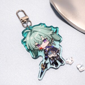 Begränsad upplaga Genshin Impact Retro Lohen Med glitterpulver Akrylhantverk med epoxibeläggning Nyckelring, Ryggsäckstillbehör. bild 3