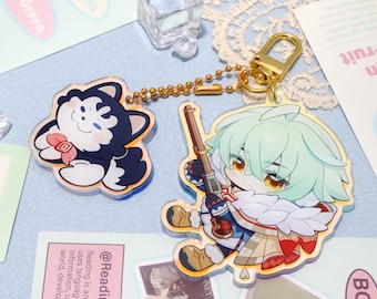 Limited Edition Genshin Impact   Snezhnaya  Alyosha  Laser  Acrylic Keychain, backpack pendants, gifts.
