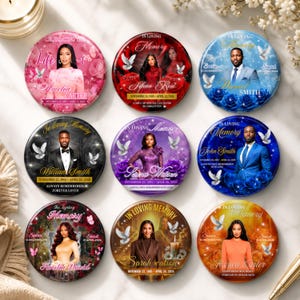 10 In Loving Memory Pin Button Templates, Memorial Pins Canva Editable, Funeral Keepsake, Celebration Of Life Badge, Digital Download