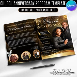 Church Anniversary Program Template, Editable 8.5x11” Booklet, Church Appreciation Program, Anniversary & Faith Celebration,Instant Download