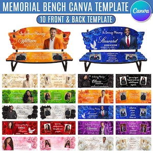 20 In Loving Memory Bench Canva Editable Templates, Memorial Bench Canva Template, Funeral & Celebration of Life, In Loving Memory Templates